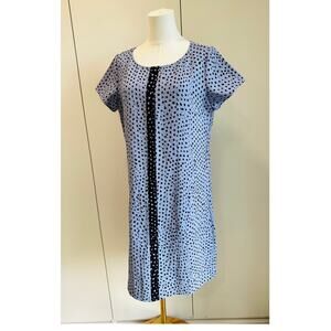Womens Dress Sheath/tunic Polka Dot Blue Black Size Small Kneelength Lagenlook